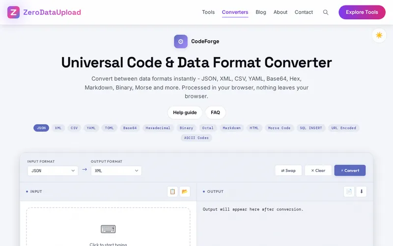 CodeForge open in the browser, showing its main screen