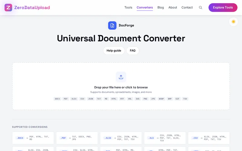 DocForge open in the browser, showing its main screen
