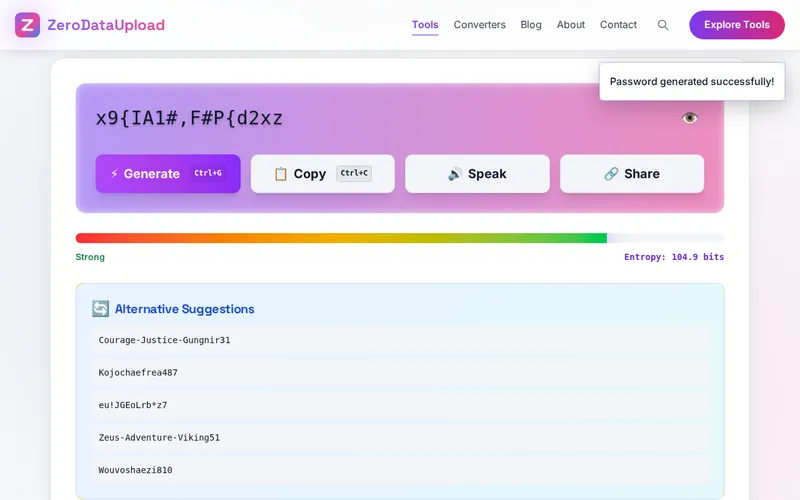 UltraPass Pro open in the browser, showing its main screen