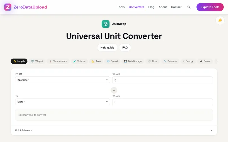 UnitSwap open in the browser, showing its main screen