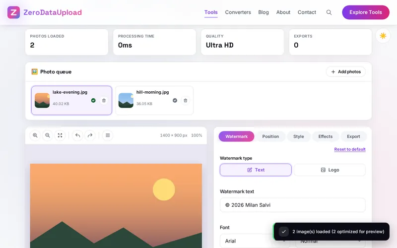 Watermark Studio Pro open in the browser, showing its main screen